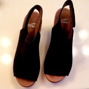 Dansko slingback sandals. Size 7. Black suede.
